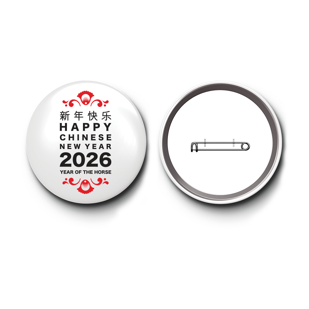 2026 Chinese New Year Special Badge - Year of the Horse Button Pin - 3 Sizes (44mm, 56mm, 58mm)