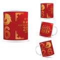 Chinese New Year 2026 Gift Mug, Year of the Horse Zodiac Coffee Cup for Men & Women, Red Gold Lunar Spring Festival Present, 11oz Ceramic