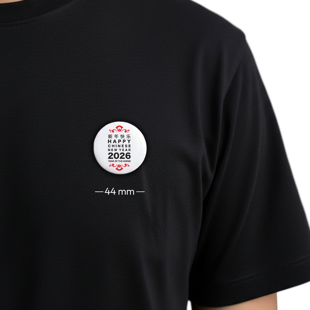 2026 Chinese New Year Special Badge - Year of the Horse Button Pin - 3 Sizes (44mm, 56mm, 58mm)