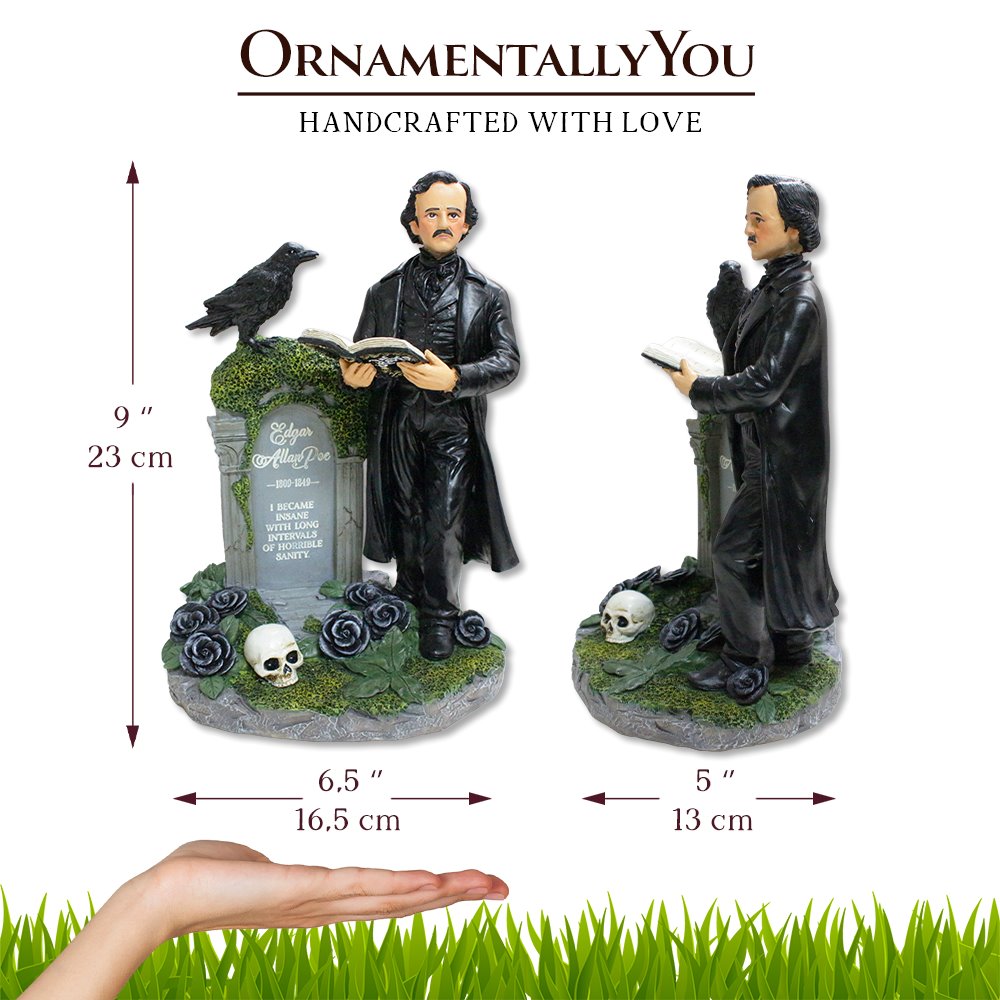 Edgar Allan Poe Handpainted 9" Figurine, Horror Home Statue Decoration