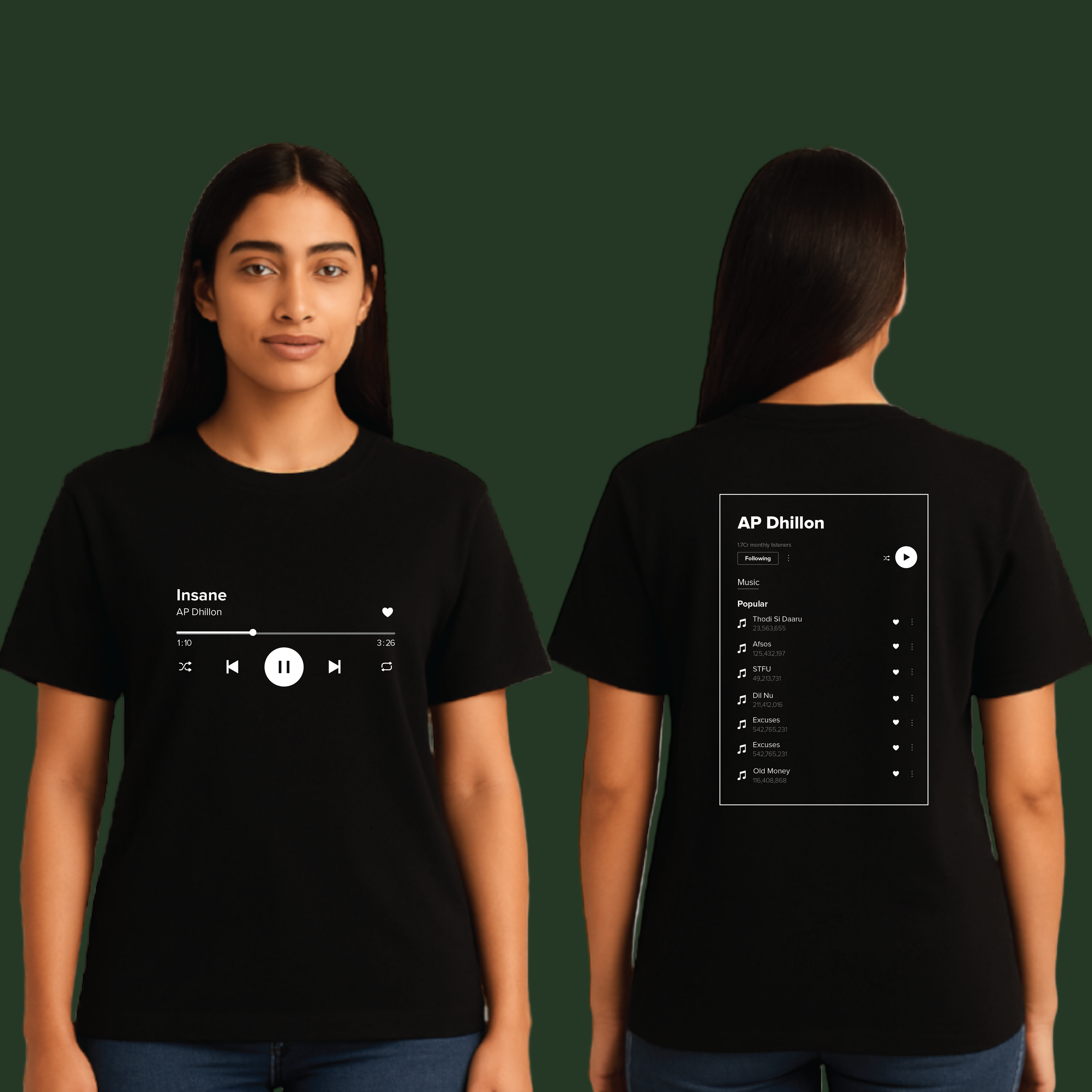 Ap Dhillon Playlist, T-Shirt, 100% Cotton