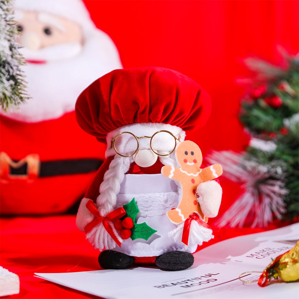 Chef Themed Mr and Mrs Claus Cookin it Up Gnomes Set, Christmas Santa Holiday Home Large Tabletop Decor