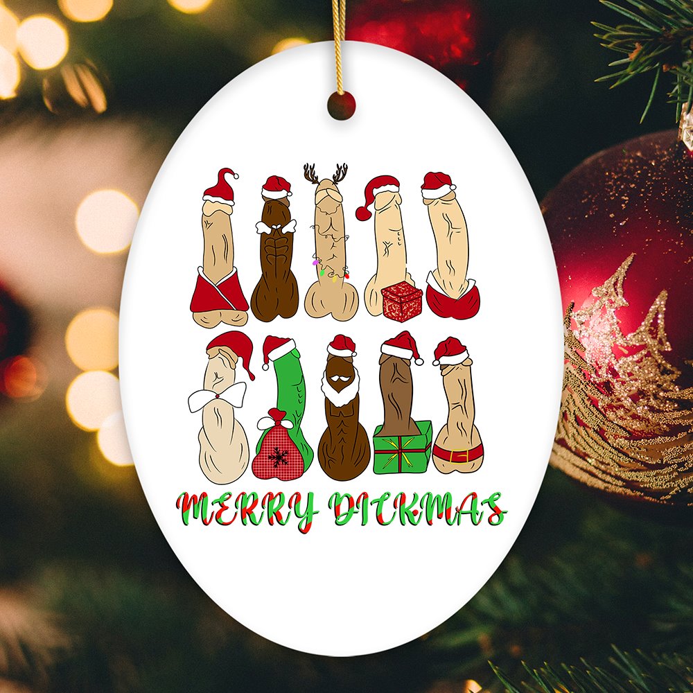 Hilarious and Dirty Merry Dickmas Christmas Ornament, Secret Santa Gift, Dark Humor Funny Mature Present