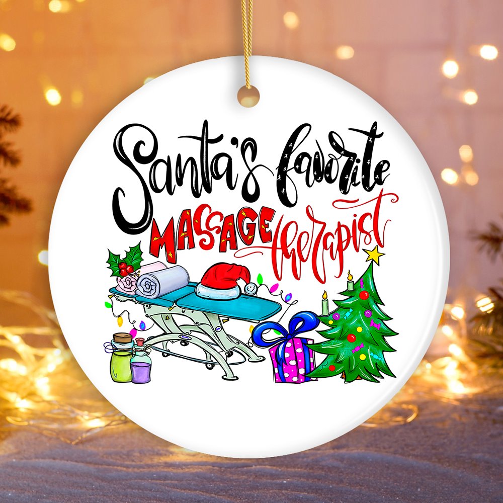 Santa’s Favorite Massage Therapist Christmas Ornament, Appreciation Gift