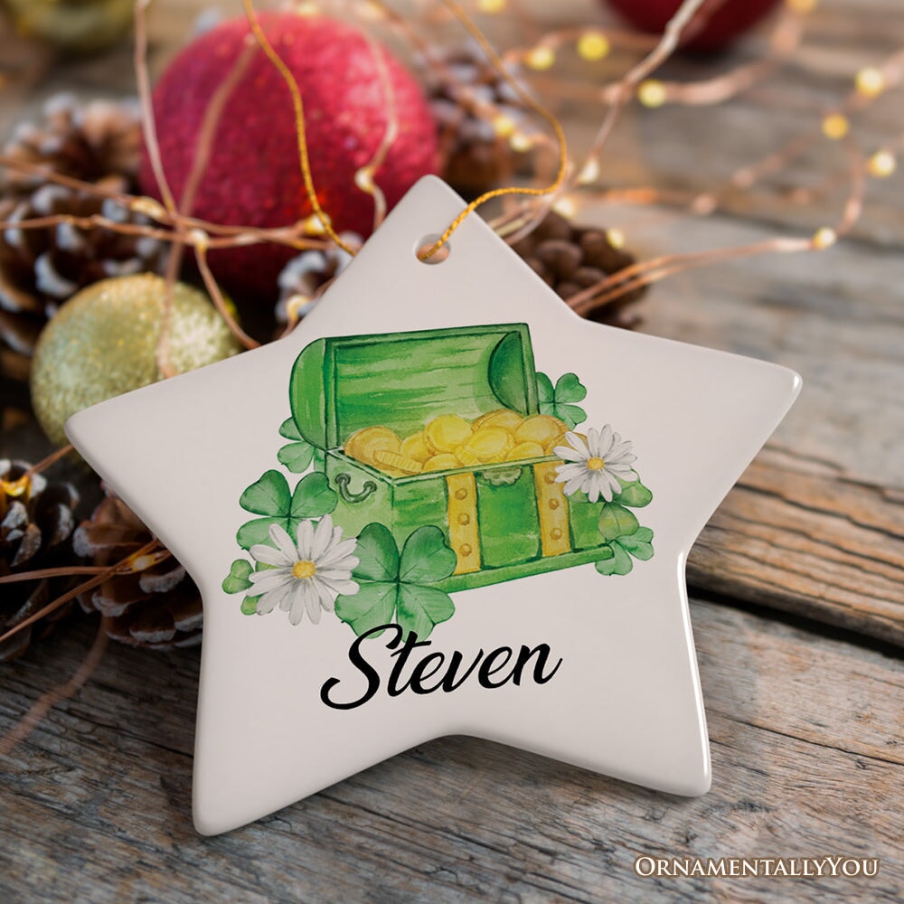 Customized St Patrick’s Day Mini Ornament with Pot of Gold and Custom Name, Irish Gift