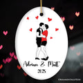 Minimalist LGBT Pride Theme Oval Ornament, Gay or Lesbian Couple in Love Keepsake Gift