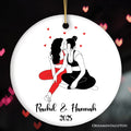 Minimalist Gay or Lesbian Couple in Love Keepsake Circle Ornament, Gift LGBT Pride Theme