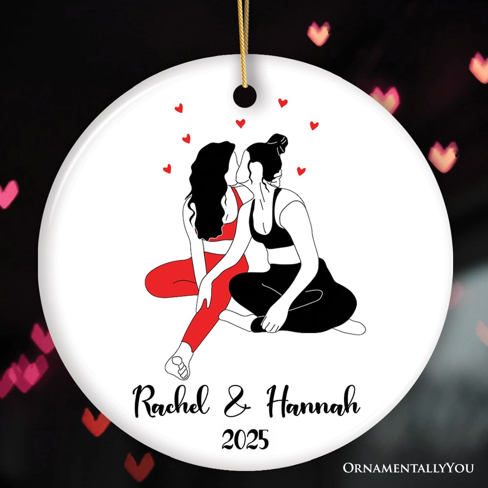 Minimalist Gay or Lesbian Couple in Love Keepsake Circle Ornament, Gift LGBT Pride Theme