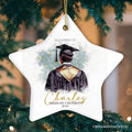 Artistic Graduation Gift Personalized Ornament, Watercolor Art Style Male Student