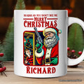 Bad Retro Santa Christmas Personalized Mug, Holiday Humor Gift with Custom Name