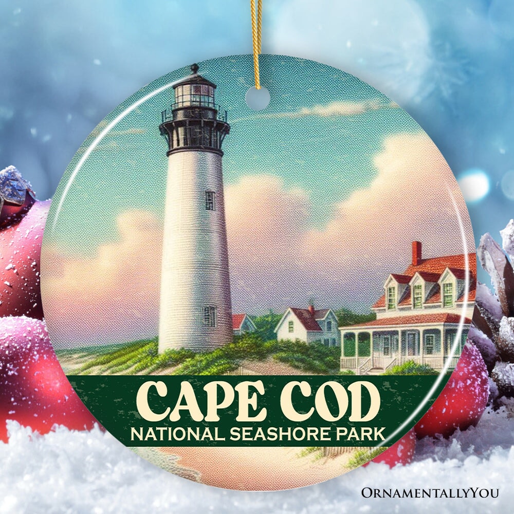 Charming Cape Cod National Seashore Park Ornament, New England Coastal Lighthouse Christmas Decor and Souvenir