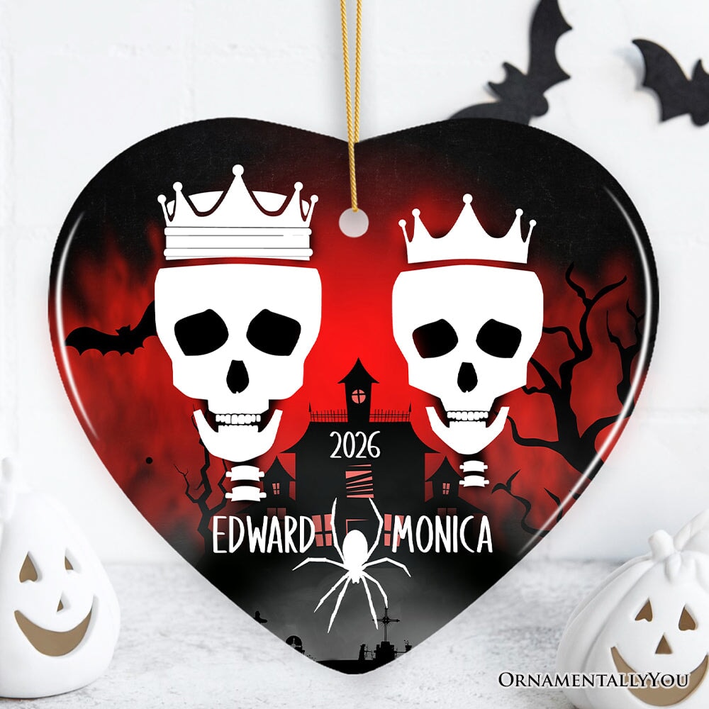 Eternal Love Personalized Couples Skulls Halloween Ornament
