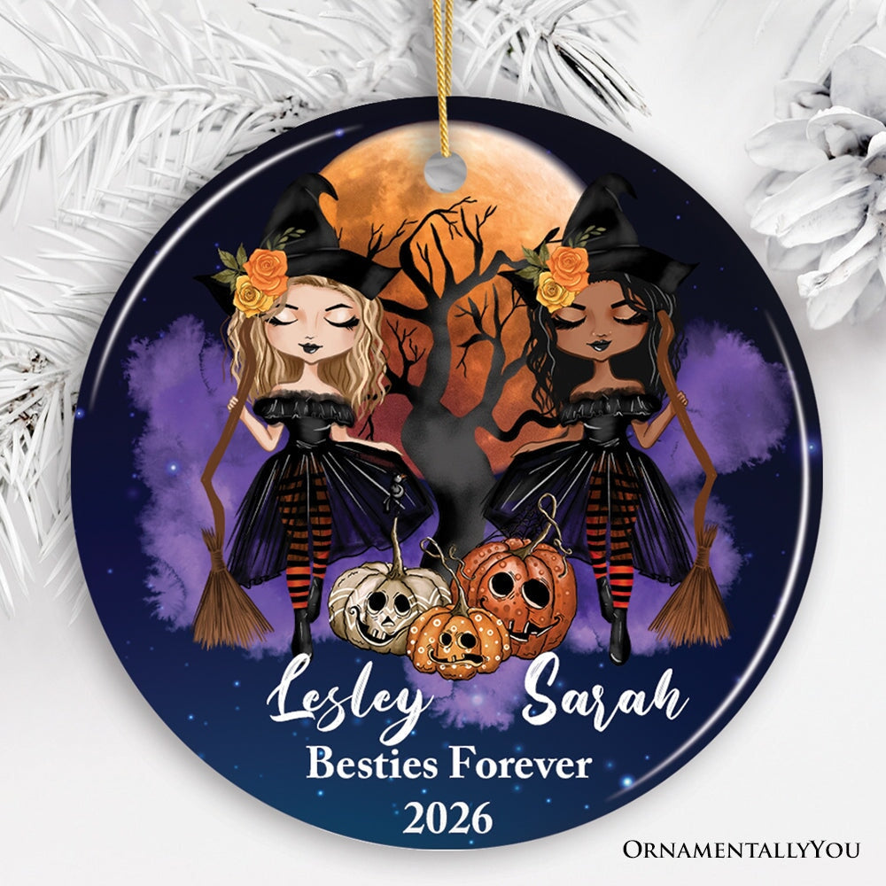Halloween Witch Besties Personalized Ornament