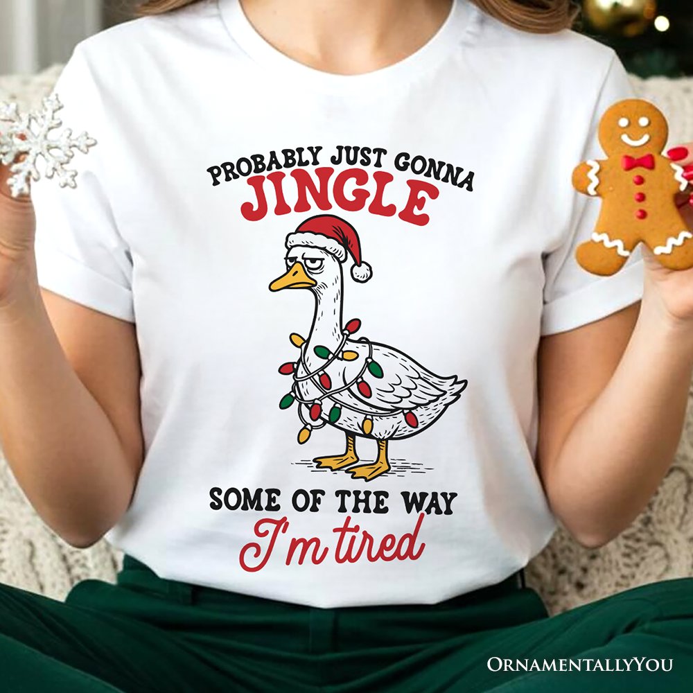 I’m Tired Sarcastic Christmas Goose T-Shirt, Funny Holiday Humor Tee
