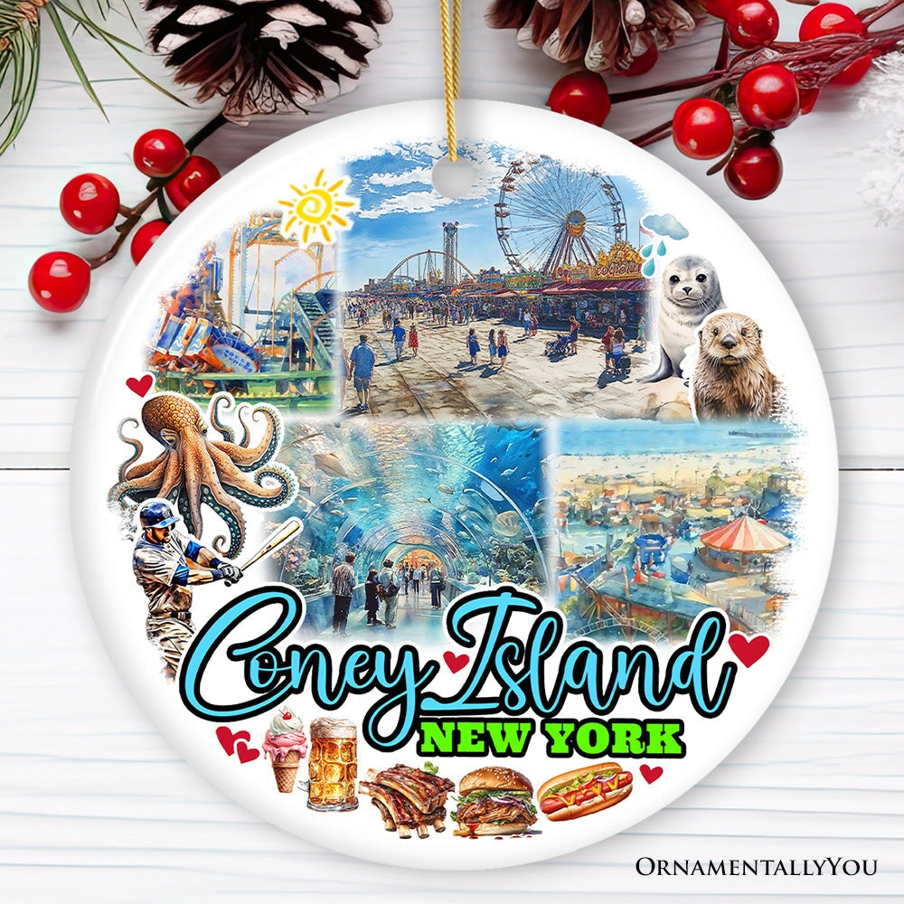 Iconic Coney Island Ornament, New York Coastal Amusement Heritage Christmas Gift Tree Decor