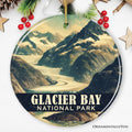 Icy Glacier Bay National Park Ornament, Alaska Glacial Fjord Landscape Christmas Gift and Coastal Wilderness Souvenir