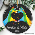 LGBT Personalized Lover’s Heart Hands Ornament, Custom Gay Couples Gift