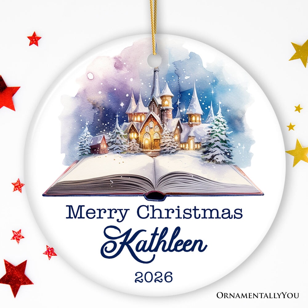 Magical Christmas Story Book, Watercolor Personalized Ornament