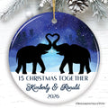 Majestic Elephant Anniversary Personalized Gift for Couple, Romantic Christmas Ornament, Xmas Together Keepsake Gift