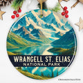 Majestic Wrangell St Elias National Park Ornament, Alaska Glacial Mountain Lake Christmas Gift and Wilderness Adventure Keepsake