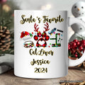 Personalized Mug Cat Buffalo Plaid Christmas, Cat Mom Gift
