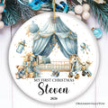 Personalized Baby Boy First Christmas Ornament, Treasured Newborn Holiday Debut Gift