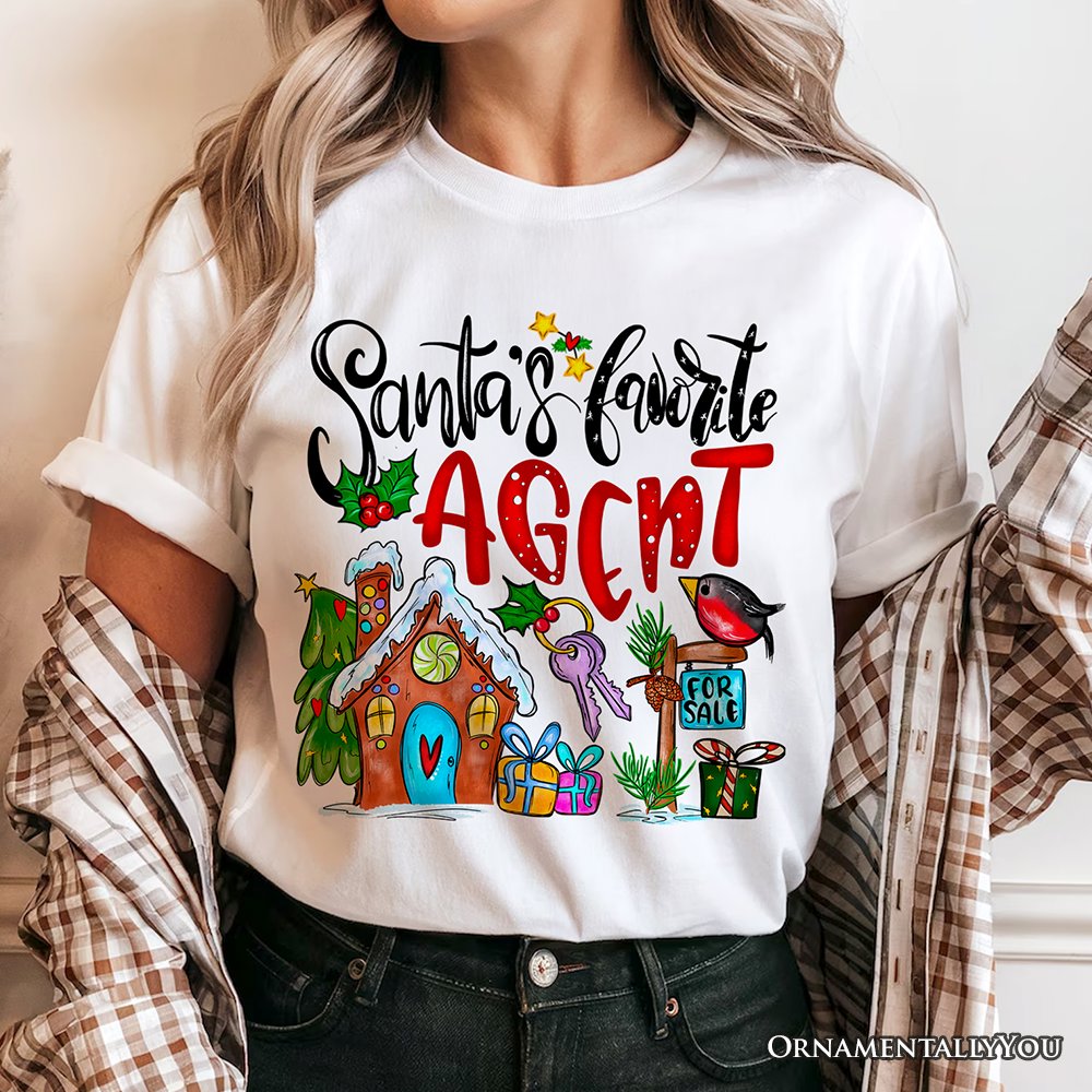 Santa’s Favorite Real Estate Agent T-Shirt, Festive Holiday Christmas Tee