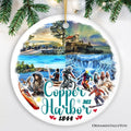 Scenic Copper Harbor Mountain Town Ornament, Michigan Lakeside Christmas Gift and Souvenir