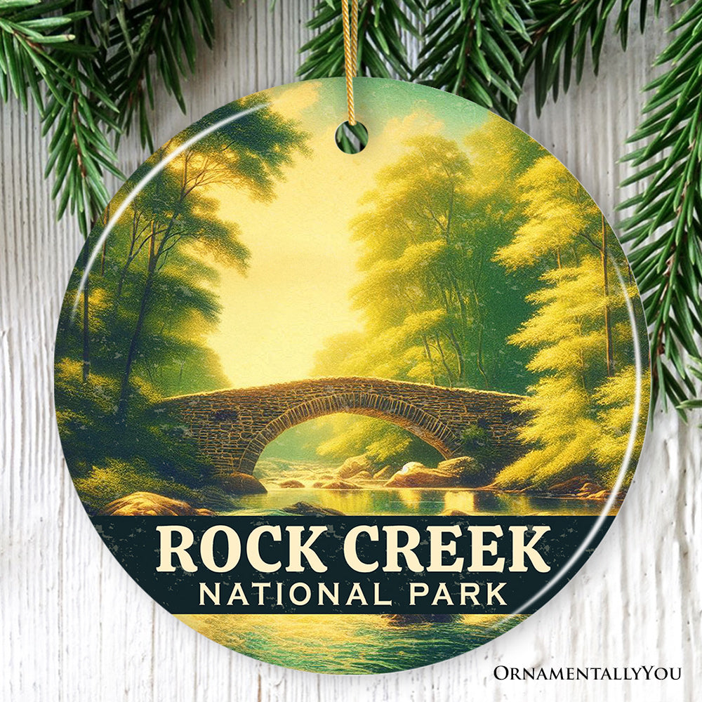 Serene Rock Creek National Park Ornament, Washington DC Stone Bridge Christmas Gift and Scenic Nature Escape Souvenir