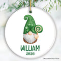 St Patrick’s Day Custom Gnome Tree Ornament, Name for St Pattys