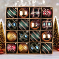 Touch of Gold Delightfully Glittered Ornament Bauble Set, Green, Blue, Bronze and Maroon 16 Piece Bundle