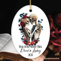True Love Never Dies Personalized Skeleton Lovers Ornament, Romantic Goth Emo Gift for Girlfriend and Boyfriend