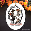 Vintage & Artistic Skeleton Wedding Custom Ornament, First Halloween Married Custom Gift