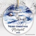 Winter Wonderland White Deer Personalized Ornament, Majestic Christmas Gift