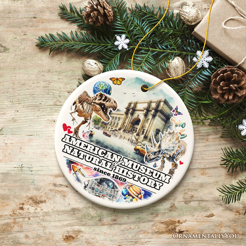 Artistic American Museum of Natural History Ceramic Ornament, Vintage AMNH New York City History Souvenir