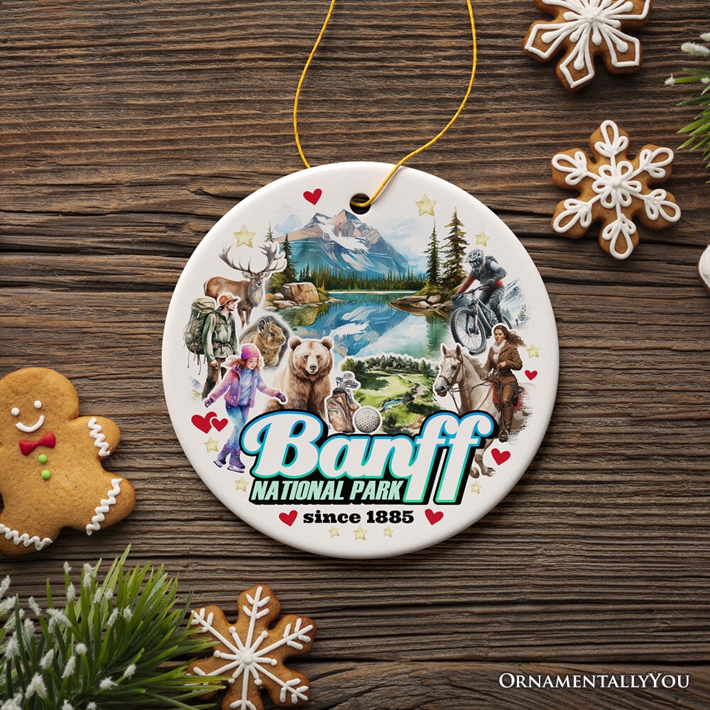 Artistic Banff National Park Ceramic Ornament, Vintage Canada Souvenir and Christmas Decor