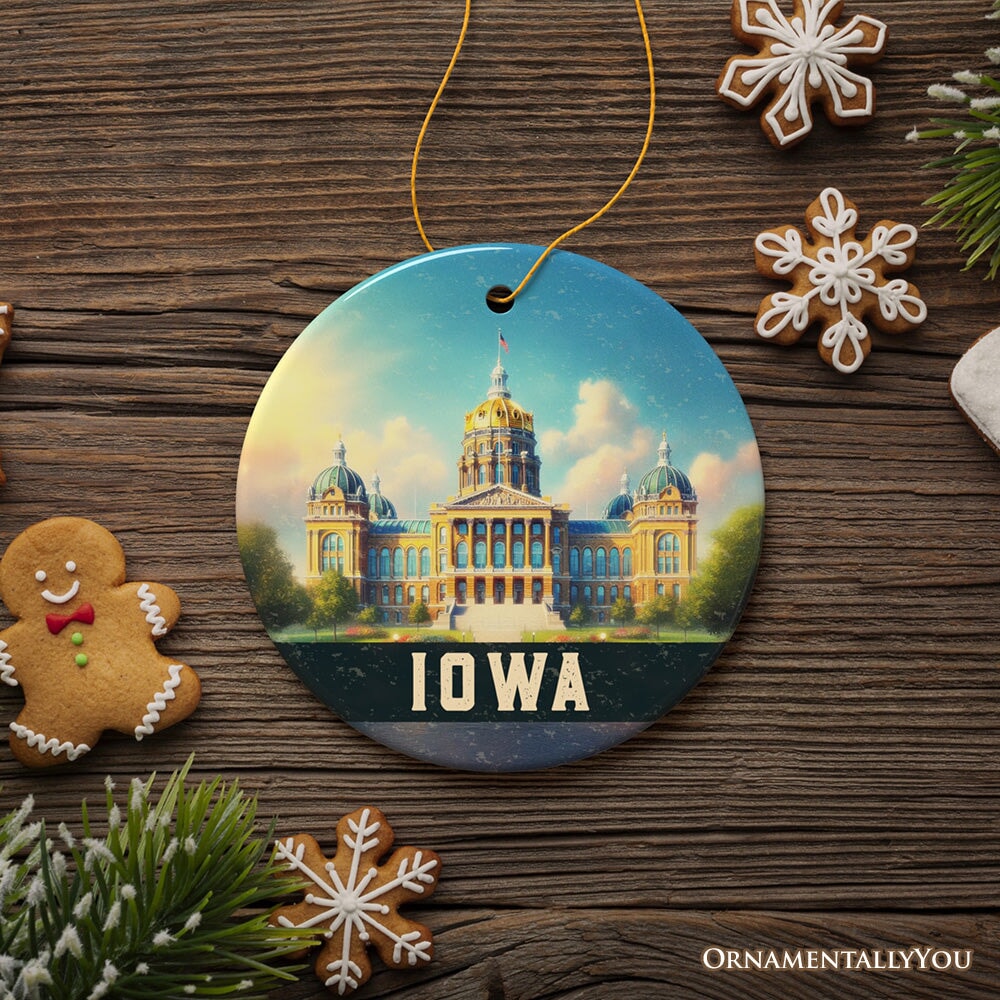 Grand Iowa State Capitol Ornament, Midwest Architectural Landmark Christmas Gift and Tree Decor