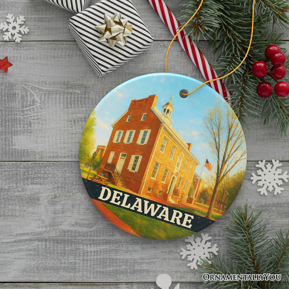 Historic Delaware Old State House Ornament, Colonial Landmark Christmas Gift and Mid-Atlantic Souvenir