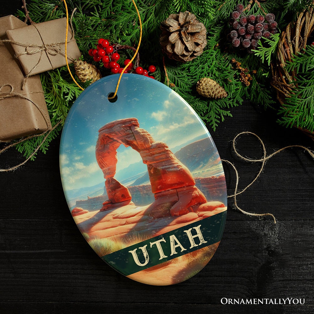 Iconic Delicate Arch Christmas Utah Ornament, Arches National Park Landscape Gift and Western Nature Souvenir