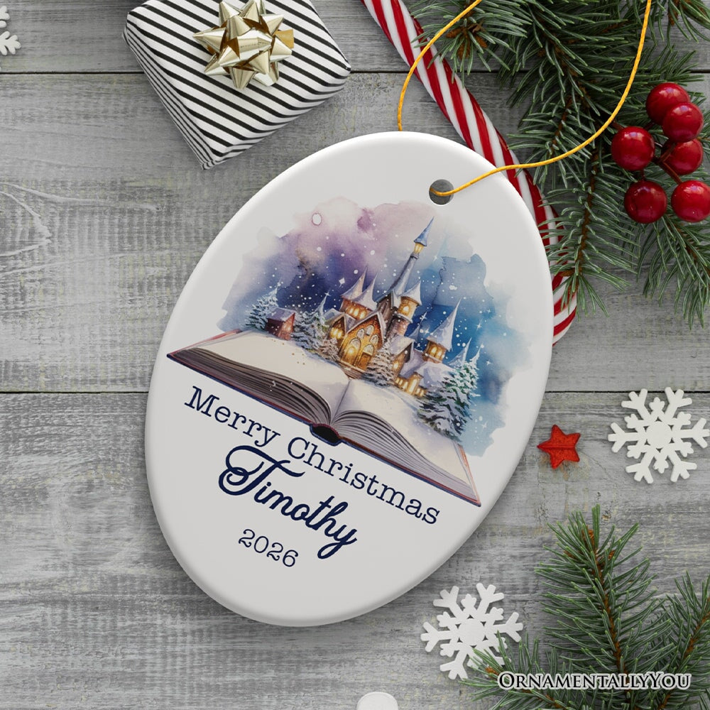 Magical Christmas Story Book, Watercolor Personalized Ornament