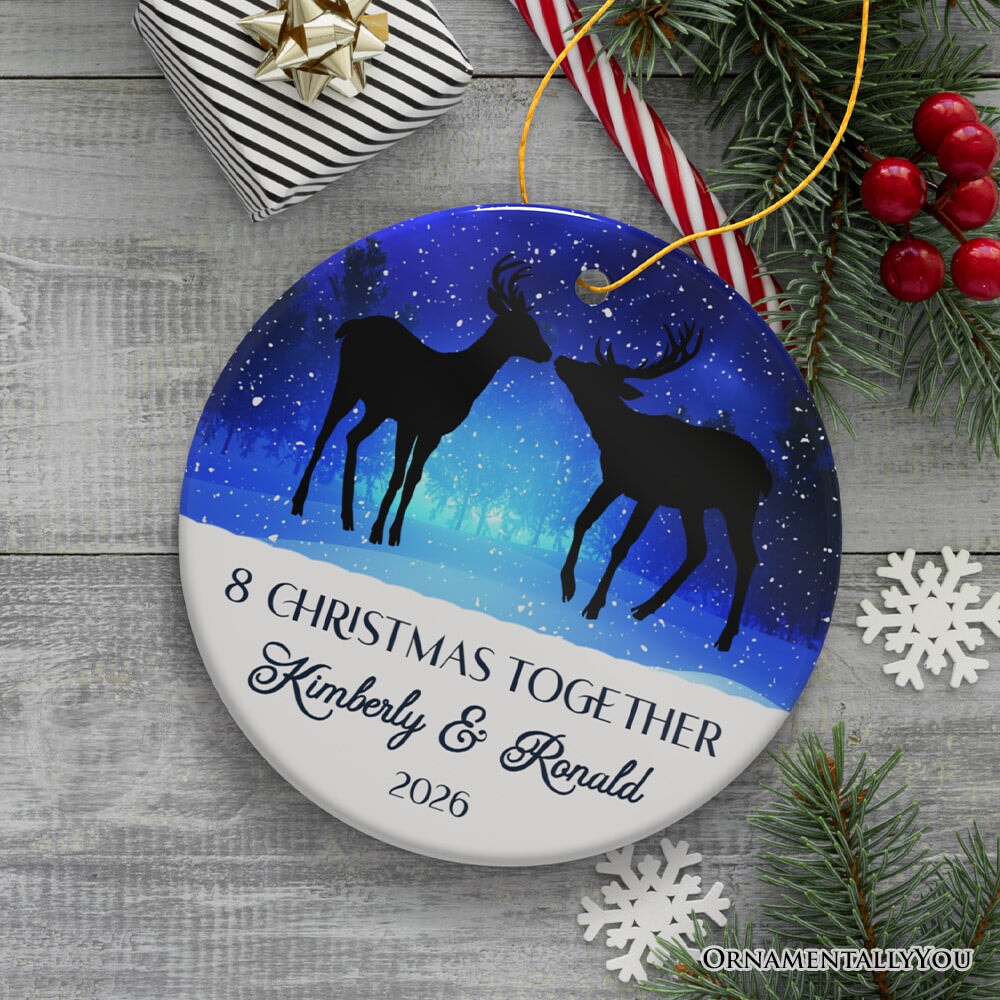 Majestic Deer Anniversary Personalized Gift for Couple, Romantic Christmas Ornament, Xmas Together Keepsake Gift