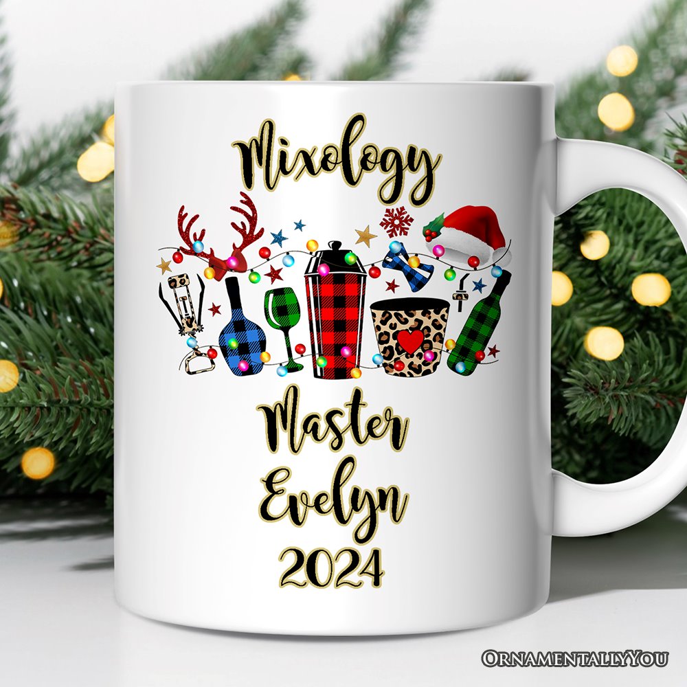 Personalized Mug Bartender Buffalo Plaid Christmas Gift