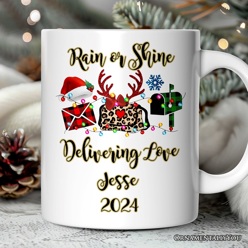 Personalized Mug Postal Worker Buffalo Plaid Christmas Gift
