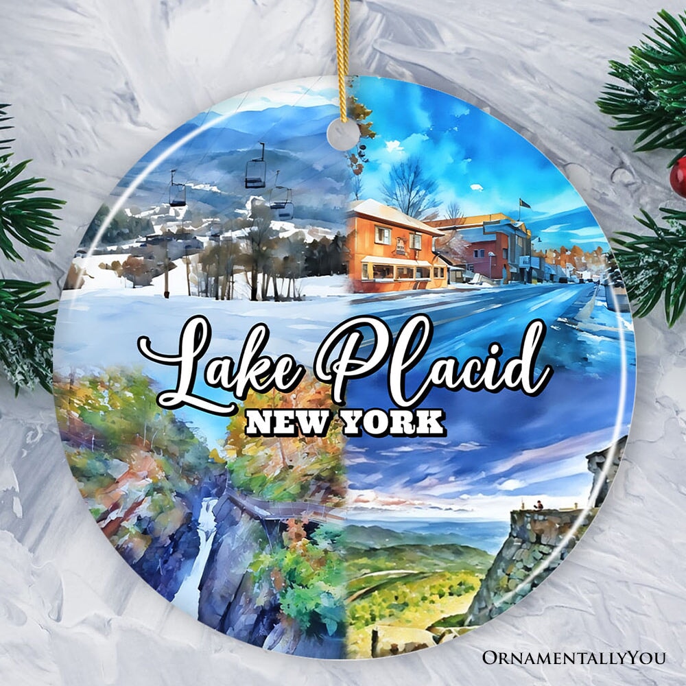 Picturesque Lake Placid Ornament, Charming New York Mountain Town Christmas Gift and Travel Souvenir