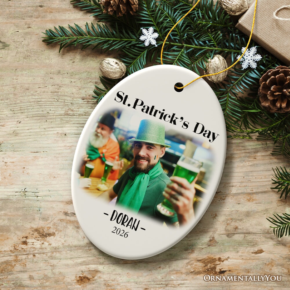 St Patrick’s Day Customized Tree Ornament with Picture Upload, Personalized Family St Patty’s Gift