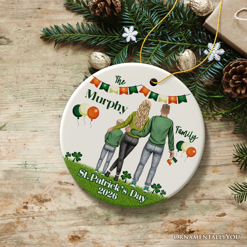 St Patricks Day Personalized Family Ornament, Irish Themed Customized Gift for St Pattys