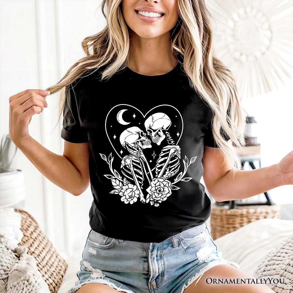 The Lovers Skeletons T-Shirt, Spooky Gothic Romantic Valentine Tee