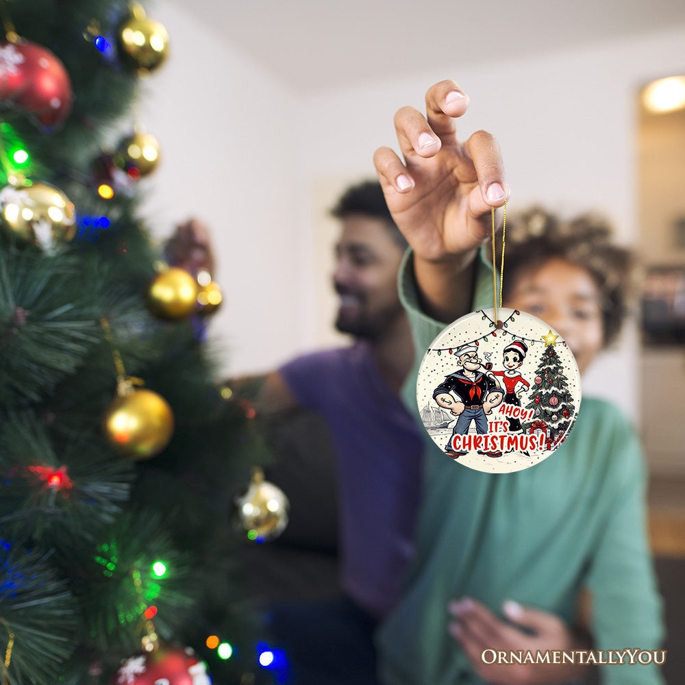 Ahoy! It's Christmus! Popeye and Olive Ornament, Vintage Sailor Christmas Gift and Keepsake