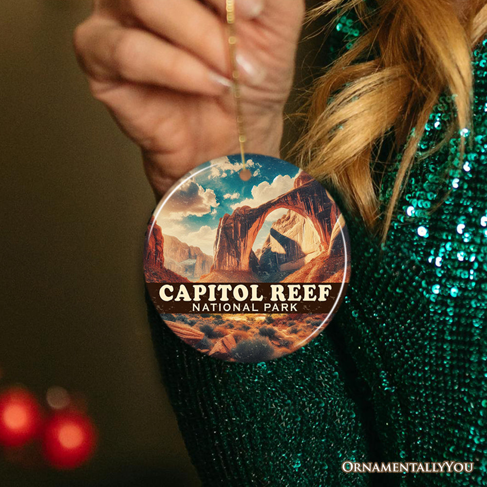 Capitol Reef National Park Ornament, Utah Natural Stone Arch Desert View Christmas Keepsake and Travel Souvenir