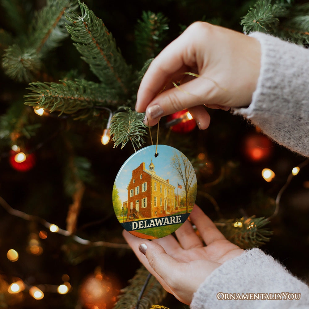 Historic Delaware Old State House Ornament, Colonial Landmark Christmas Gift and Mid-Atlantic Souvenir